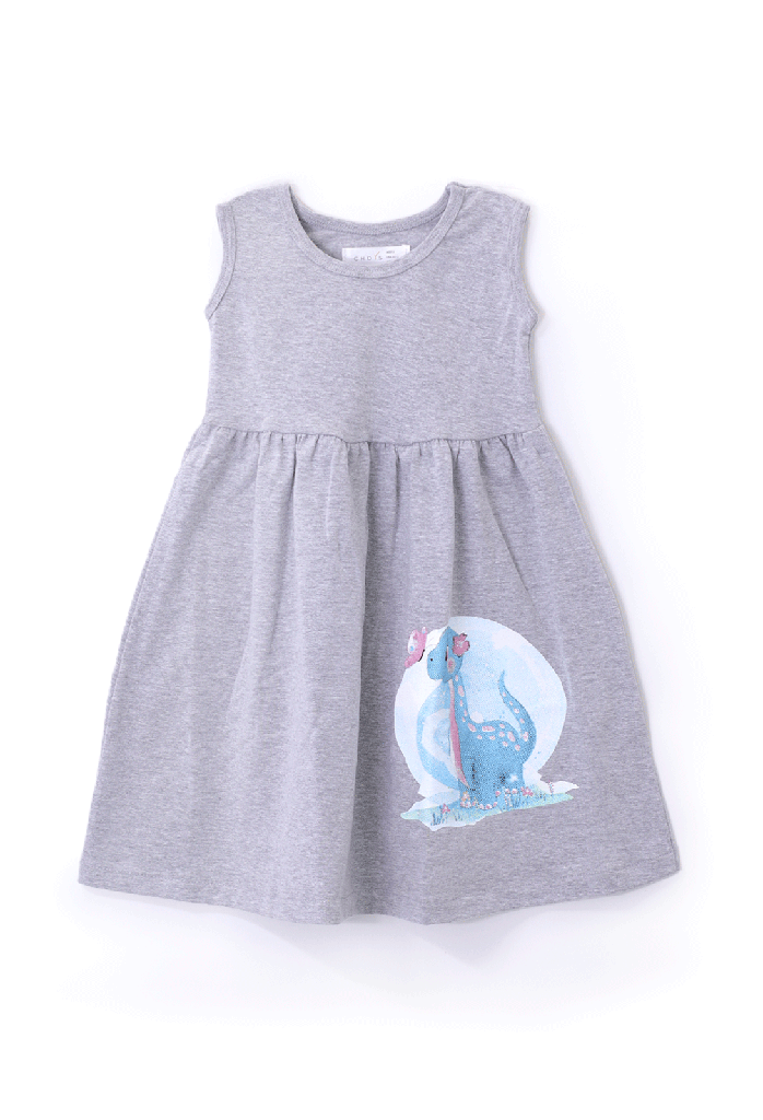 5442 Vestido de Dinosaurio Color Gris (2A2)