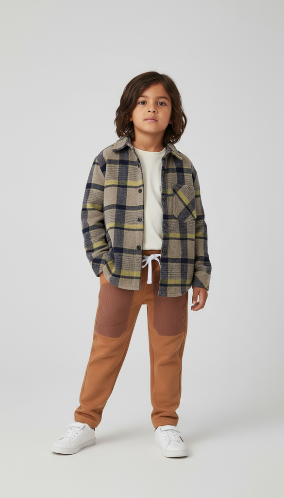 [10016 Cafe] 10016-C Cafe -JL22077S Camisa de Niño (17E1)